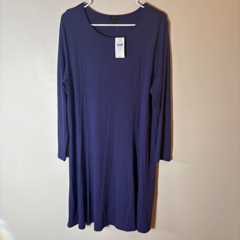J. Jill Wearever Collection Long Sleeve‎ Purple Heather Dress Size L Petite